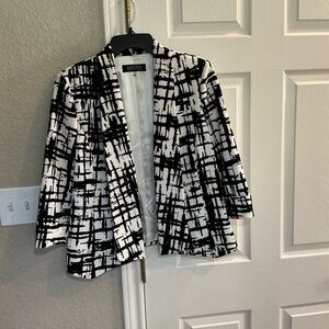 Kasper Abstract Black and White Blazer